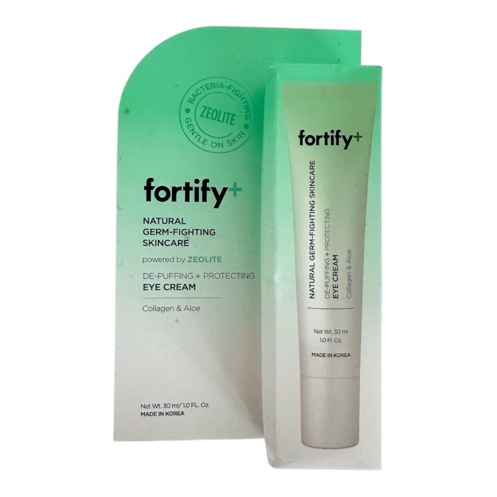 NIB Fortify+ Natural Germ-Fighting De-Puffing Eye Cream With Zeolite 30ml Travel